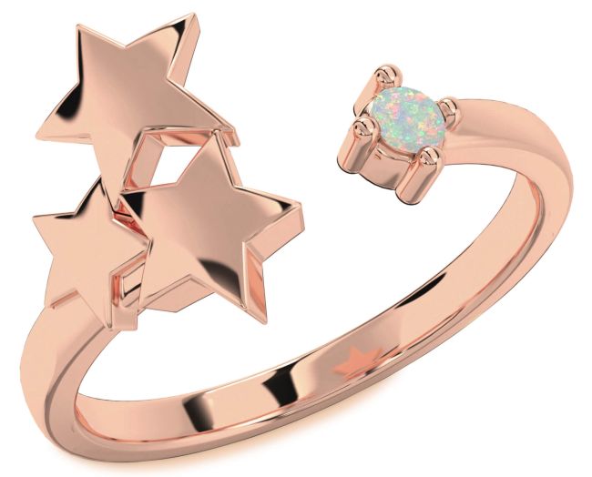 Opal Rose Gold Star Ring