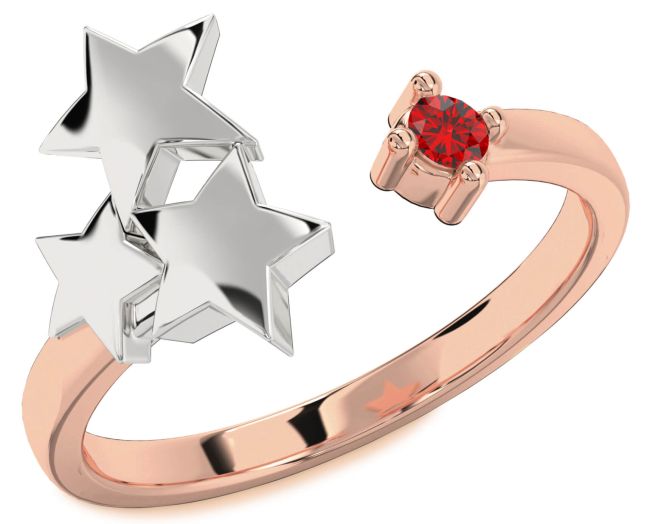 Ruby White Rose Gold Star Ring