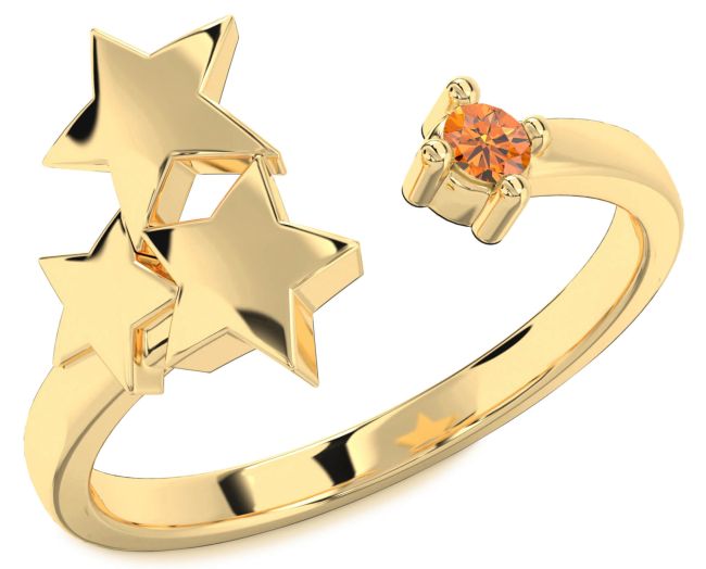 Citrine Gold Star Ring