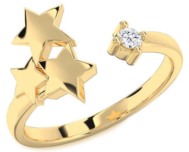 Lab Diamond Gold Silver Star Ring