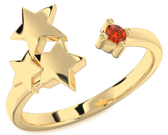 Fire Opal Gold Star Ring