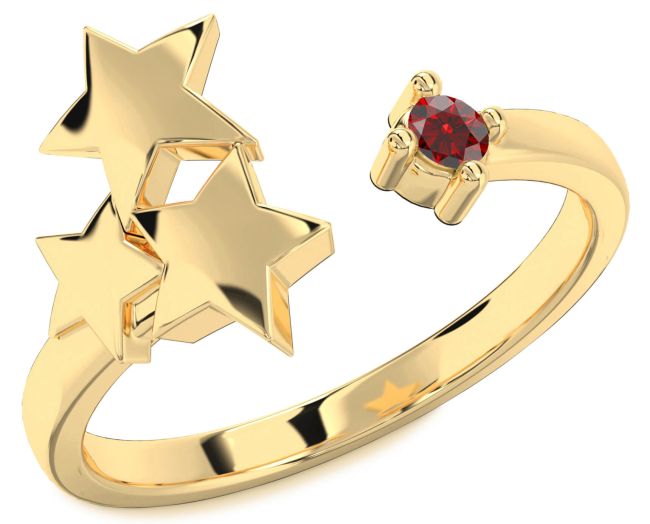 Garnet Gold Silver Star Ring