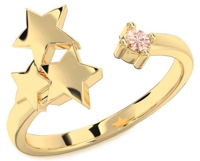 Morganite Gold Silver Star Ring