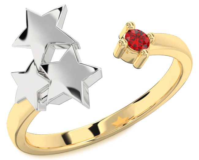 Ruby Gold Silver Star Ring