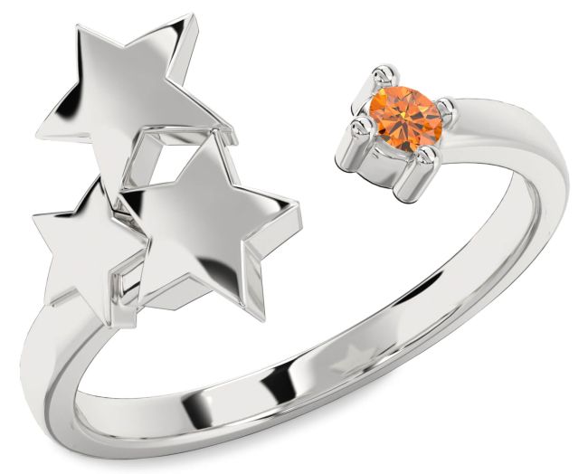 Citrine Silver Star Ring