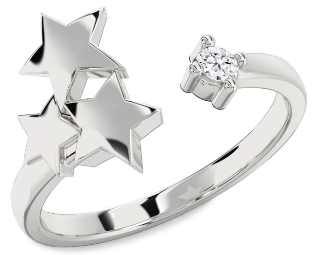 Lab Diamond Silver Star Ring
