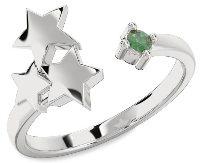 Emerald White Gold Star Ring