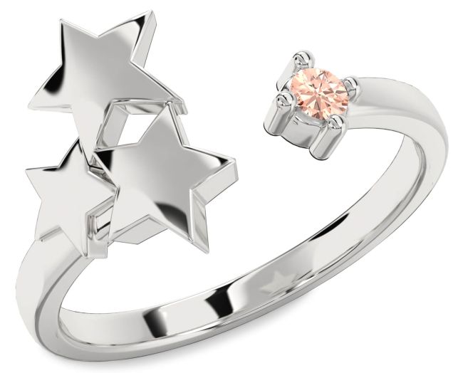 Morganite Silver Star Ring