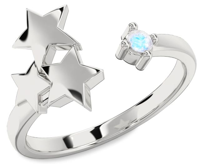 Moonstone Silver Star Ring