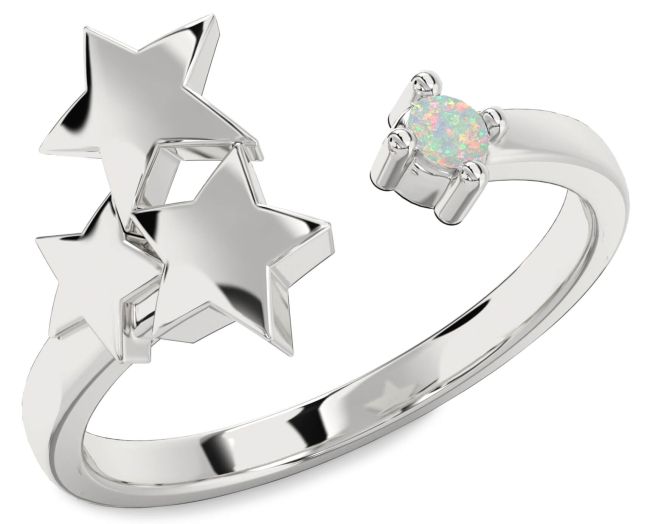 Opal Platinum Star Ring