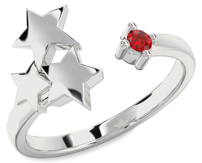 Ruby White Gold Star Ring