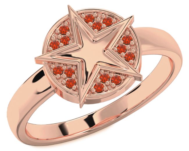 Fire Opal Rose Gold Silver Star Ring