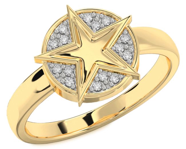 Diamond Gold Star Ring
