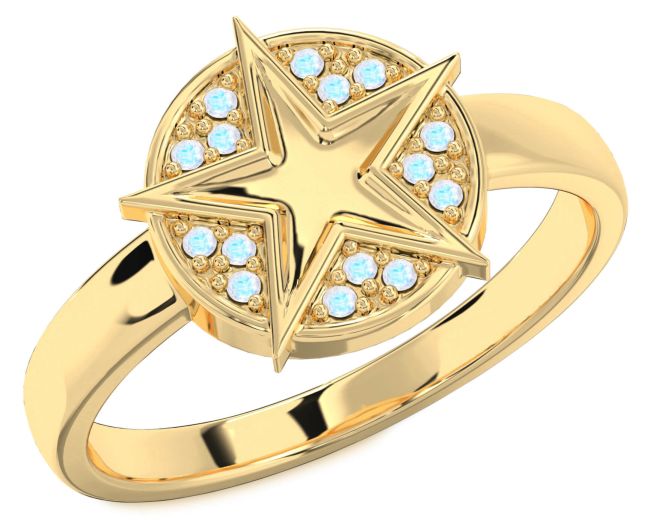 Moonstone Gold Star Ring