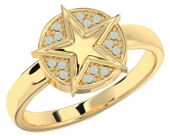 Opal Gold Star Ring