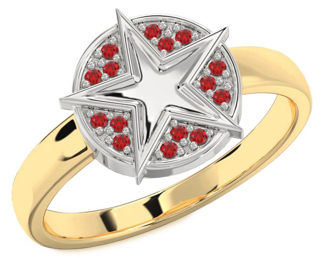 Ruby Gold Silver Star Ring