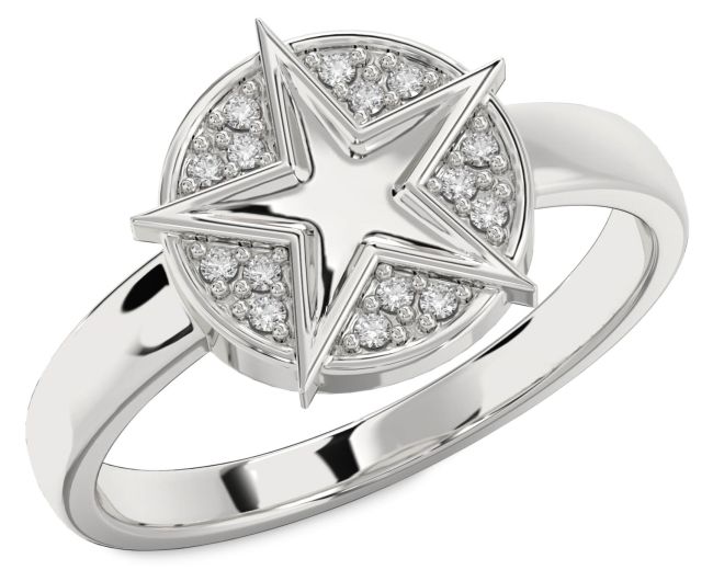Lab Diamond Platinum Star Ring