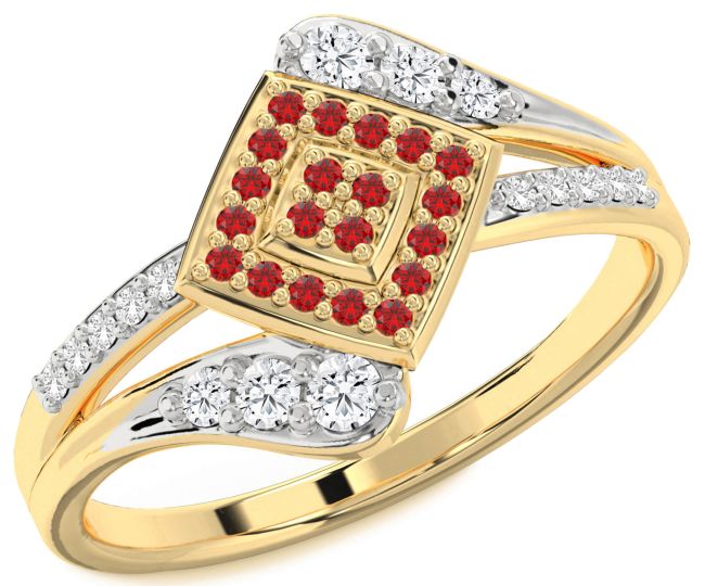 Diamond Ruby Gold Round Promise Ring