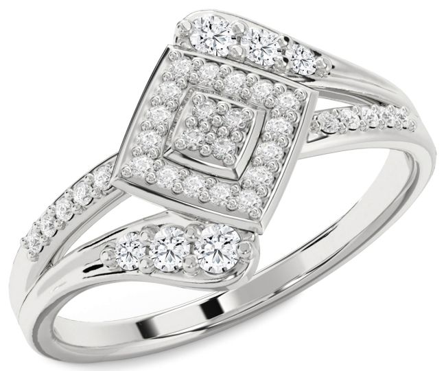 Diamond Silver Round Promise Ring
