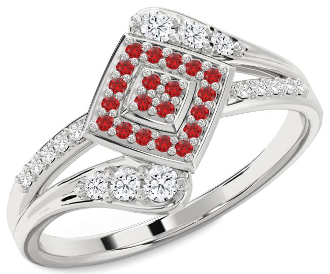 Diamond Ruby Platinum Round Promise Ring