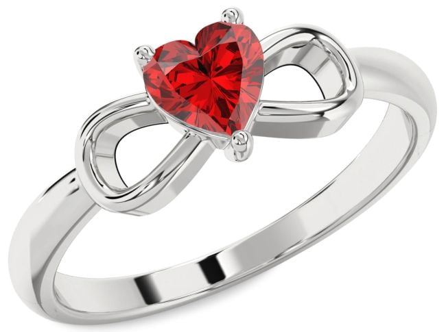 Ruby Platinum Heart Infinity Solitaire Engagement Ring