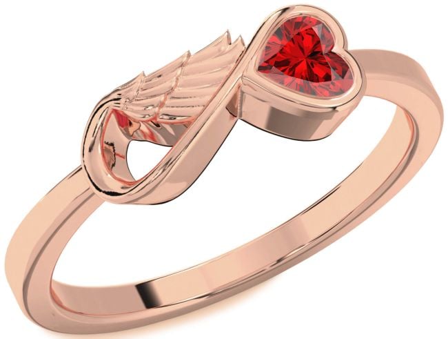 Ruby Rose Gold Infinity Heart Wings Ring