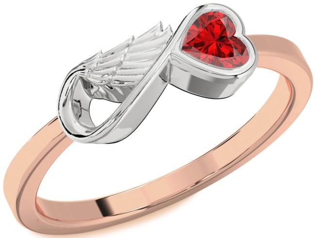 Ruby Rose Gold Silver Infinity Heart Wings Ring