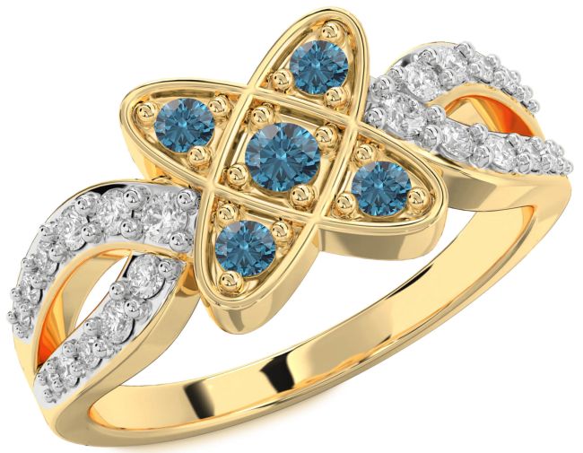Blue Diamond Gold Knot Ring