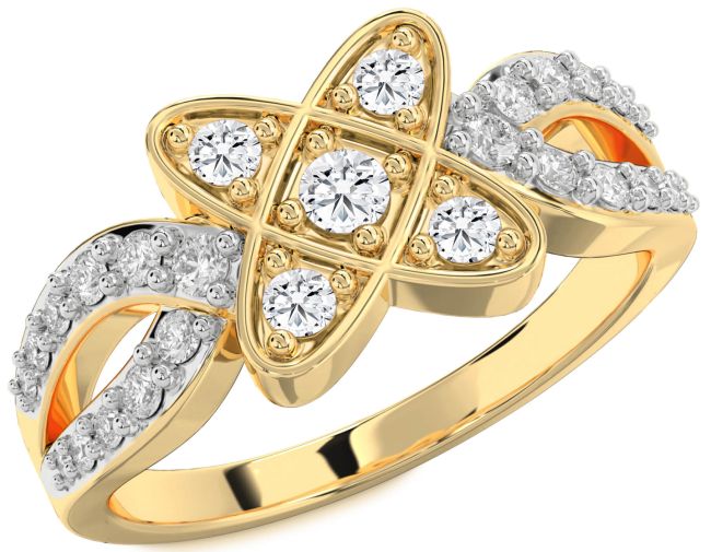 Lab Diamond Gold Silver Knot Ring