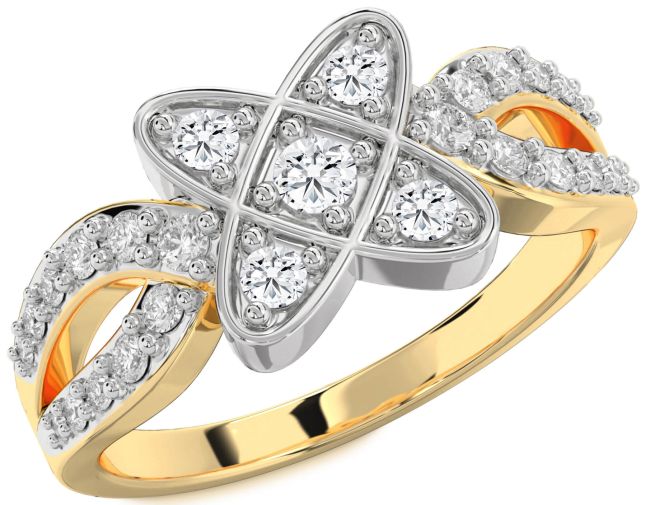 Lab Diamond Gold Silver Knot Ring