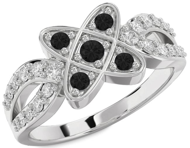 Black Diamond Platinum Knot Ring