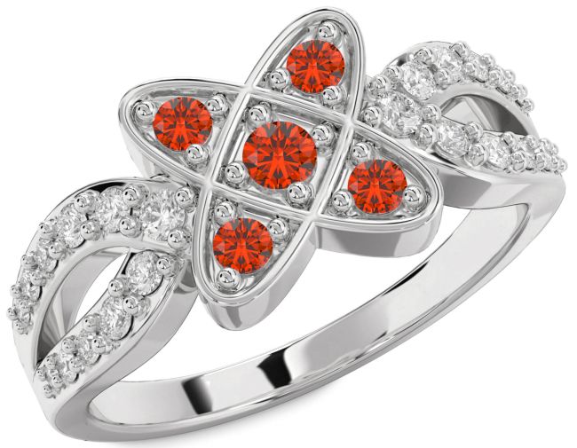 Diamond Fire Opal White Gold Knot Ring