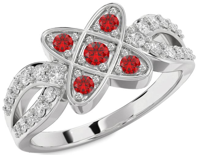 Diamond Ruby White Gold Knot Ring