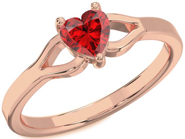 Ruby Rose Gold Heart Solitaire Engagement Ring