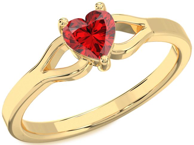 Ruby Gold Heart Solitaire Engagement Ring