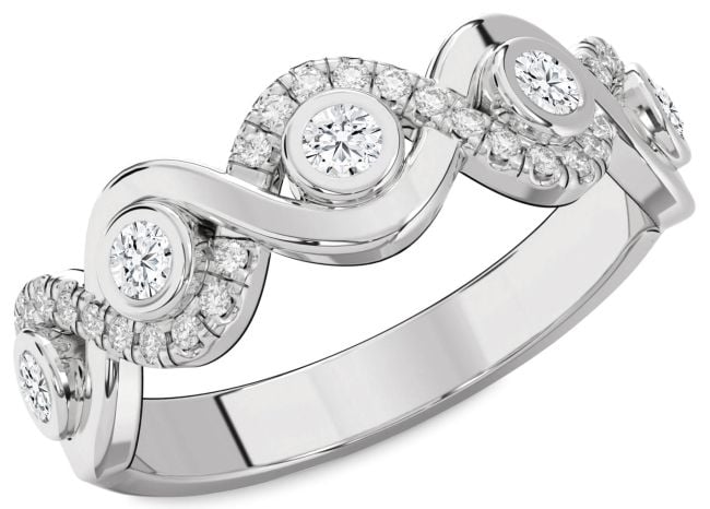 Diamond Silver Infinity Round Pave Engagement Ring