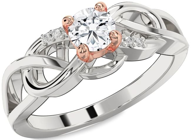 Diamond Silver & 10K Rose Gold Infinity Knot Ring