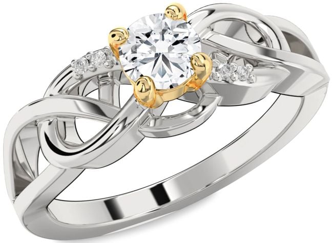 Diamond Silver & 10K gold Infinity Knot Ring