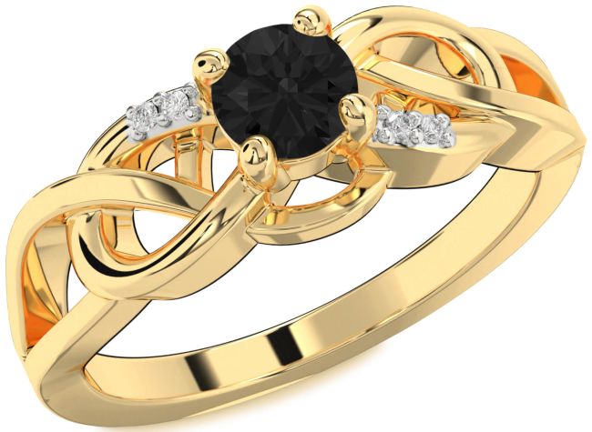 Black Diamond Gold Infinity Knot Ring