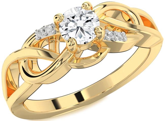 Diamond Gold Silver Infinity Knot Ring