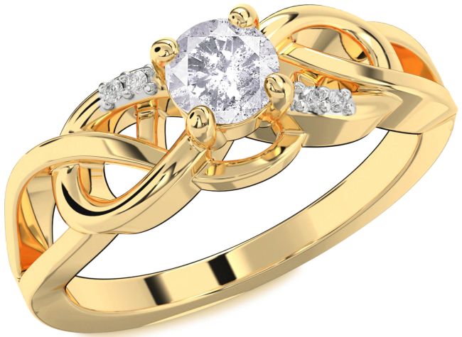 Salt & Pepper Diamond Gold Silver Infinity Knot Ring