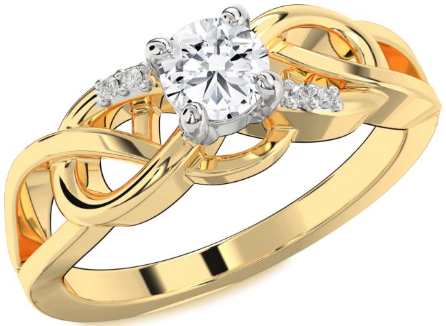 Diamond Gold Silver Infinity Knot Ring