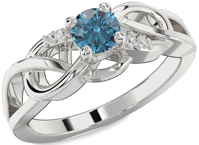 Blue Diamond Silver Infinity Knot Ring
