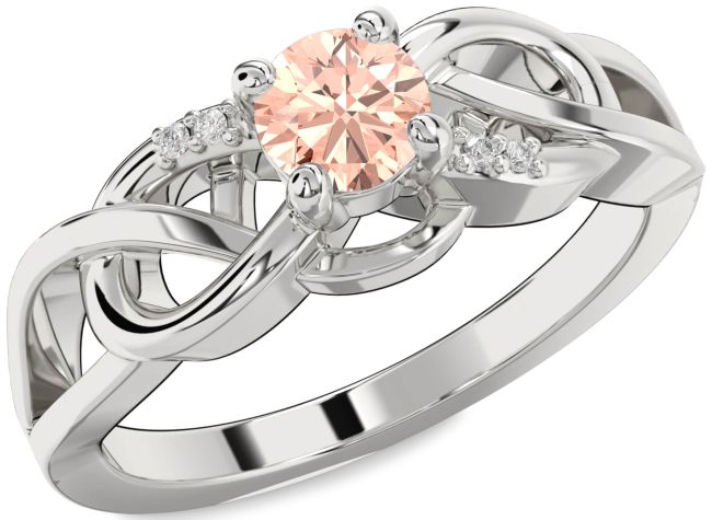 Diamond Morganite Platinum Infinity Knot Ring