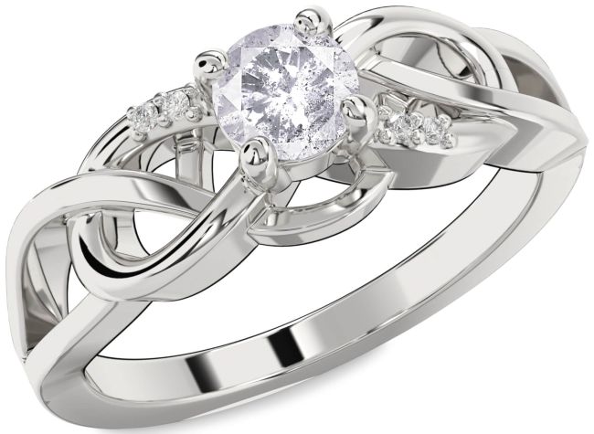 Salt & Pepper Diamond Silver Infinity Knot Ring