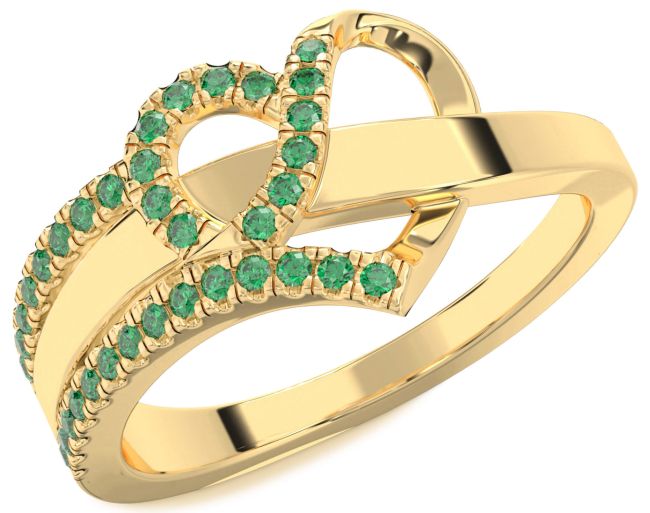 Emerald Gold Heart Ring