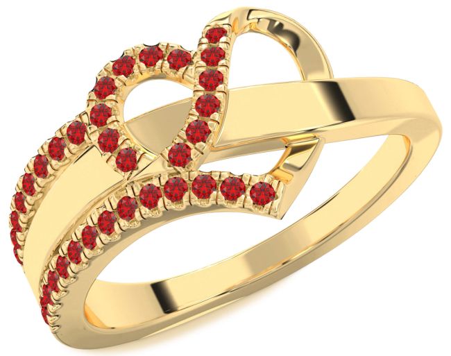 Ruby Gold Heart Ring