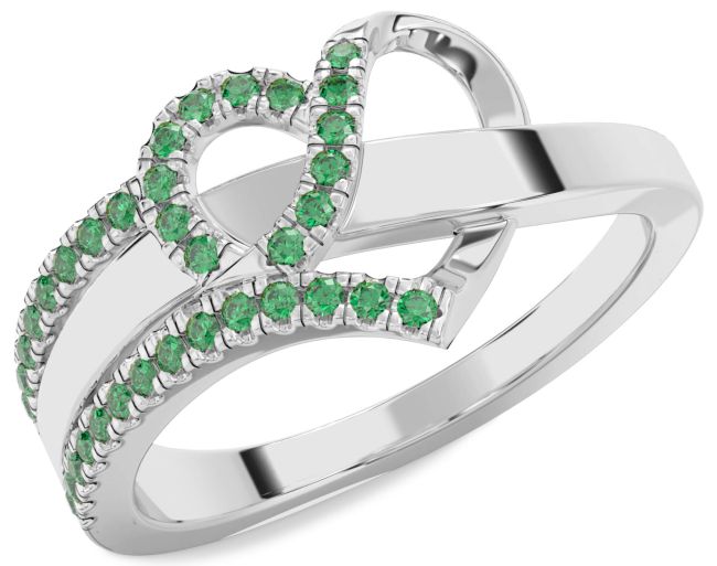 Emerald White Gold Heart Ring