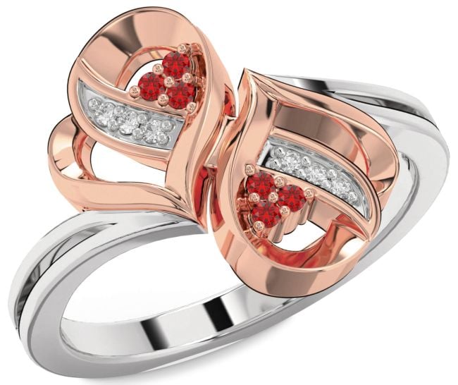 Diamond Ruby Rose Gold Silver Infinity Round Ring