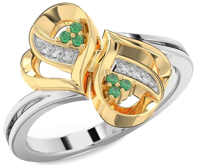 Diamond Emerald Gold Silver Infinity Round Ring